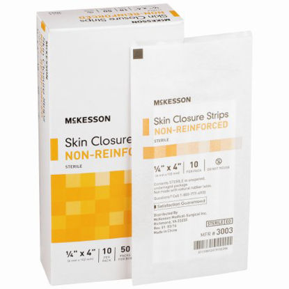 Picture of Skin Closure Strip McKesson 1/4 X 4 Inch Nonwoven Material Flexible Strip Tan3003