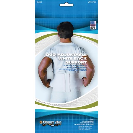 Picture of Back Support Belt Sport-Aid™ Medium / Large Hook and Loop Closure 32 to 44 Inch Waist Circumference 9 Inch Back Panel / 3 Inch Straps AdultSA3251 WHI M/L