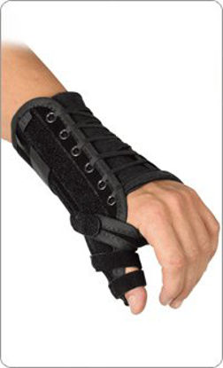 Picture of Thumb Brace Breg® Adult One Size Fits Most Single Pull-Lace Closure / Hook and Loop Strap Closure Left Hand BlackWA040101