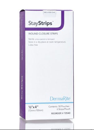 Picture of Skin Closure Strip StayStrips® 1/2 X 4 Inch Nonwoven Material Flexible Strip White72540