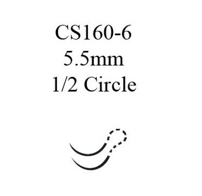 Picture of Suture with Needle Ethilon™ Nonabsorbable Uncoated Black Suture Monofilament Nylon Size 10 - 0 12 Inch Suture Double-Armed 5.5 mm Length 1/2 Circle Spatula Needle9000G