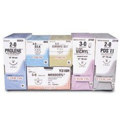 Picture of Suture with Needle Ethibond Nonabsorbable Coated Green Suture Braided Polyester Size 3 - 0 30 Inch Suture 1-Needle 17 mm Length 1/2 Circle Taper Point NeedleX872H