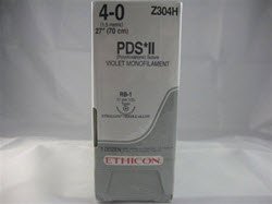 Picture of Suture with Needle PDS™ II Absorbable Uncoated Violet Suture Monofilament Polydioxanone Size 4 - 0 27 Inch Suture 1-Needle 17 mm Length 1/2 Circle Taper Point NeedleZ304H