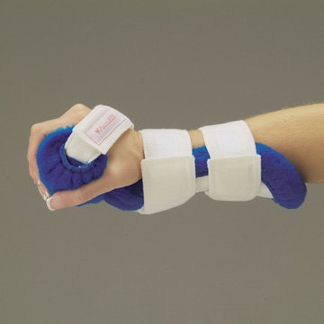 Picture of Resting Hand Splint Pucci® Eze Fleece Right Hand Blue / White One Size Fits Most411R