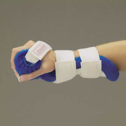 Picture of Resting Hand Splint Pucci® Eze Fleece Right Hand Blue / White One Size Fits Most411R