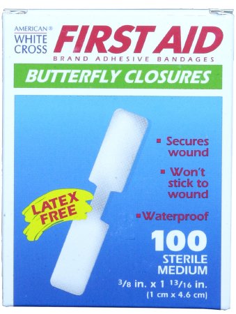 Picture of Skin Closure Strip First Aid Brand 3/8 X 1-13/16 Inch Nonwoven Material Butterfly Closure White1975033