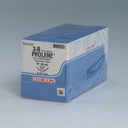 Picture of Suture with Needle Prolene™ Nonabsorbable Uncoated Blue Suture Monofilament Polypropylene Suture Size 4 - 0 18 Inch Suture 1-Needle 19 mm Length 3/8 Circle Precision Point - Reverse Cutting Needle8682H