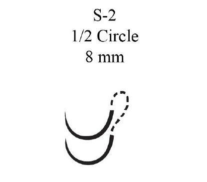 Picture of Suture with Needle Mersilene™ Nonabsorbable Uncoated White Suture Braided Polyester Size 4 - 0 18 Inch Suture Double-Armed 8 mm Length 1/2 Circle Spatula Needle1779G