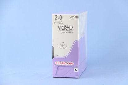 Picture of Suture with Needle Coated Vicryl™ Absorbable Coated Violet Suture Braided Polyglactin 910 Size 2 - 0 27 Inch Suture 1-Needle 26 mm Length 1/2 Circle Taper Point NeedleJ317H