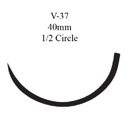 Picture of Suture with Needle Ethibond Nonabsorbable Coated Green Suture Braided Polyester Size 2 30 Inch Suture 1-Needle 40 mm Length 1/2 Circle Taper Point Cutting NeedleMX69G