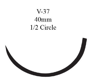 Picture of Suture with Needle Ethibond Nonabsorbable Coated Green Suture Braided Polyester Size 2 30 Inch Suture 1-Needle 40 mm Length 1/2 Circle Taper Point Cutting NeedleMX69G