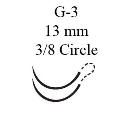 Picture of Suture with Needle Absorbable Uncoated Undyed Suture Chromic Gut Size 5 - 0 18 Inch Suture Double-Armed 13 mm Length 3/8 Circle Reverse Cutting Needle792G