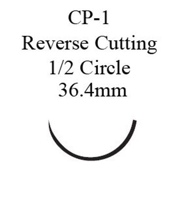 Picture of Suture with Needle Coated Vicryl™ Absorbable Coated Undyed Suture Braided Polyglactin 910 Size 2 - 0 27 Inch Suture 1-Needle 36 mm Length 1/2 Circle Reverse Cutting NeedleJ266H