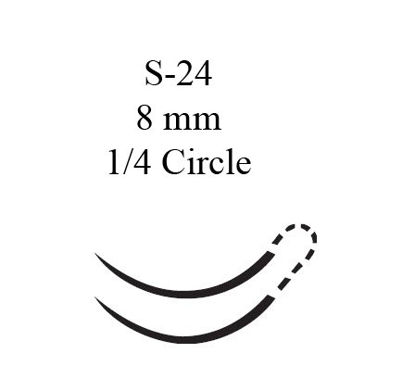 Picture of Suture with Needle Coated Vicryl™ Absorbable Coated Violet Suture Braided Polyglactin 910 Size 6 - 0 12 Inch Suture Double-Armed 8 mm Length 1/4 Circle Spatula NeedleJ552G
