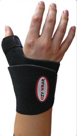 Picture of Wrist Support with Abducted Thumb eZY WRAP® Wahoo II™ Contoured Aluminum / Neoprene Left or Right Hand Black One Size Fits Most11359-00