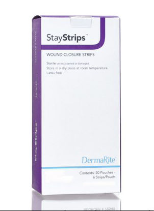 Picture of Skin Closure Strip StayStrips® 1/4 X 1-1/2 Inch Nonwoven Material Flexible Strip White72251