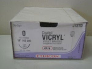 Picture of Suture with Needle Coated Vicryl™ Absorbable Coated Violet Suture Braided Polyglactin 910 Size 0 18 Inch Suture 1-Needle 26 mm Length 1/2 Circle Taper Point NeedleJ727D