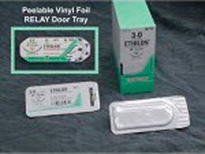 Picture of Suture with Needle Ethilon™ Nonabsorbable Uncoated Black Suture Monofilament Nylon Size 3 - 0 30 Inch Suture 1-Needle 30 mm Length 3/8 Circle Reverse Cutting Needle1671H