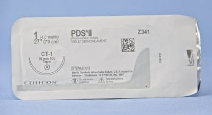 Picture of Suture with Needle PDS™ II Absorbable Uncoated Violet Suture Monofilament Polydioxanone Size 1 27 Inch Suture 1-Needle 36 mm Length 1/2 Circle Taper Point NeedleZ341H
