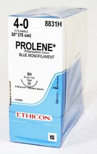 Picture of Suture with Needle Prolene™ Nonabsorbable Uncoated Blue Suture Monofilament Polypropylene Suture Size 4 - 0 30 Inch Suture 1-Needle 26 mm Length 1/2 Circle Taper Point Needle8831H