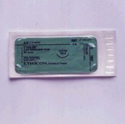 Picture of Suture with Needle Ethilon™ Nonabsorbable Uncoated Undyed Suture Monofilament Nylon Size 3 - 0 18 Inch Suture 1-Needle 22 mm Length 1/2 Circle Reverse Cutting Needle642G
