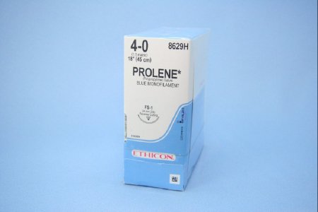 Picture of Suture with Needle Prolene™ Nonabsorbable Uncoated Blue Suture Monofilament Polypropylene Suture Size 4 - 0 18 Inch Suture 1-Needle 24 mm Length 3/8 Circle Reverse Cutting Needle8629H
