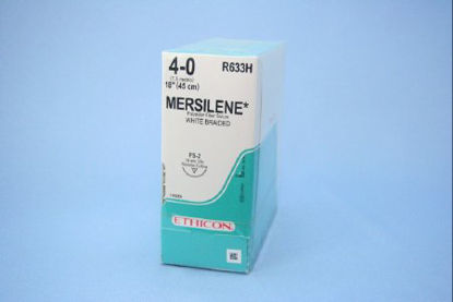 Picture of Suture with Needle Mersilene™ Nonabsorbable Uncoated White Suture Braided Polyester Size 4 - 0 18 Inch Suture 1-Needle 19 mm Length 3/8 Circle Reverse Cutting NeedleR633H