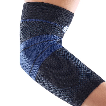 Picture of Elbow Support EpiTrain® Size 4 Pull-On Sleeve Left or Right Elbow 11-1/2 to 12-1/4 Inch Forearm Circumference Black / Blue11061604070004