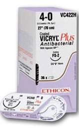 Picture of Suture with Needle Coated Vicryl™ Plus Absorbable Coated Undyed Suture Braided Polyglactin 910 Size 2 - 0 27 Inch Suture 1-Needle 26 mm Length 1/2 Circle Taper Point NeedleVCP269H