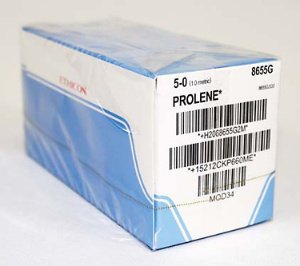 Picture of Suture with Needle Prolene™ Nonabsorbable Uncoated Blue Suture Monofilament Polypropylene Suture Size 5 - 0 18 Inch Suture 1-Needle 13 mm Length 1/2 Circle Precision Point - Reverse Cutting Needle8655G