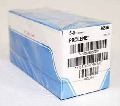 Picture of Suture with Needle Prolene™ Nonabsorbable Uncoated Blue Suture Monofilament Polypropylene Suture Size 5 - 0 18 Inch Suture 1-Needle 13 mm Length 1/2 Circle Precision Point - Reverse Cutting Needle8655G