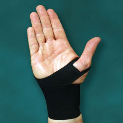 Picture of Wrist Support with Thumb Loop AmbiBand Low Profile Elastic Left or Right Hand Black One Size Fits Most081540343