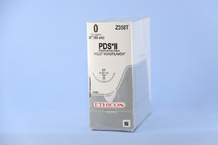 Picture of Suture with Needle PDS™ II Absorbable Uncoated Violet Suture Monofilament Polydioxanone Size 0 36 Inch Suture 1-Needle 40 mm Length 1/2 Circle Taper Point NeedleZ358T