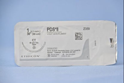 Picture of Suture with Needle PDS™ II Absorbable Uncoated Violet Suture Monofilament Polydioxanone Size 1 36 Inch Suture 1-Needle 40 mm Length 1/2 Circle Taper Point NeedleZ359T