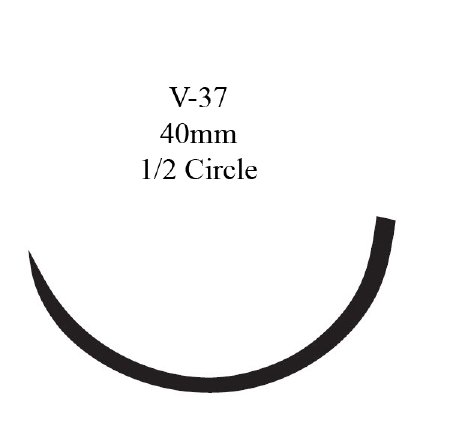 Picture of Suture with Needle Ethibond Nonabsorbable Coated Green Suture Braided Polyester Size 5 30 Inch Suture 1-Needle 40 mm Length 1/2 Circle Taper Point Cutting NeedleMB66G