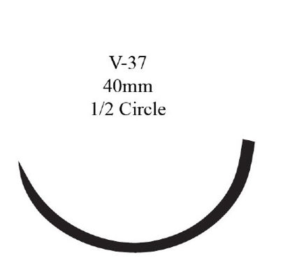 Picture of Suture with Needle Ethibond Nonabsorbable Coated Green Suture Braided Polyester Size 5 30 Inch Suture 1-Needle 40 mm Length 1/2 Circle Taper Point Cutting NeedleMB66G