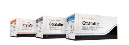 Picture of Suture with Needle STRATAFIX™ Bidirectional Knotless Tissue Control Device Absorbable Uncoated Violet Suture Spiral PDO Size 2 - 0 36 cm Suture Double-Armed 36.4 mm Length 1/2 Circle Taper Point NeedleSXPD2B412