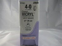 Picture of Suture with Needle Coated Vicryl™ Absorbable Coated Violet Suture Braided Polyglactin 910 Size 4 - 0 27 Inch Suture 1-Needle 17 mm Length 1/2 Circle Taper Point NeedleJ304H