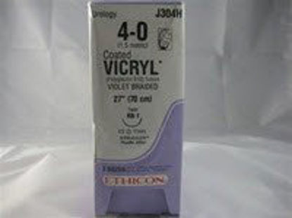 Picture of Suture with Needle Coated Vicryl™ Absorbable Coated Violet Suture Braided Polyglactin 910 Size 4 - 0 27 Inch Suture 1-Needle 17 mm Length 1/2 Circle Taper Point NeedleJ304H