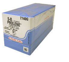 Picture of Suture with Needle Prolene™ Nonabsorbable Uncoated Blue Suture Monofilament Polypropylene Suture Size 5 - 0 12 Inch Suture Double-Armed 5.5 mm Length 1/8 Circle Spatula Needle7740G