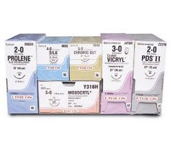 Picture of Antibacterial Suture with Needle Coated Vicryl™ Plus Absorbable Coated Undyed Suture Braided Polyglactin 910 with Irgacare MP Antibacterial Suture Size 3 - 0 18 Inch Suture 1-Needle 26 mm Length 1/2 Circle Taper Point NeedleVCP864D