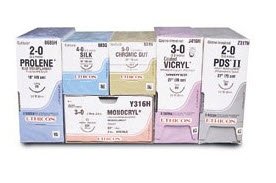 Picture of Suture with Needle Coated Vicryl™ Absorbable Coated Violet Suture Braided Polyglactin 910 Size 6 - 0 18 Inch Suture Double-Armed 8 mm Length 1/2 Circle Spatula NeedleJ562G