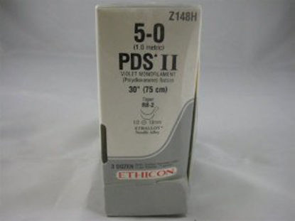 Picture of Suture with Needle PDS™ II Absorbable Uncoated Violet Suture Monofilament Polydioxanone Size 5 - 0 30 Inch Suture Double-Armed 13 mm Length 1/2 Circle Taper Point NeedleZ148H