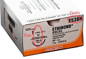 Picture of Suture with Needle Ethibond Nonabsorbable Coated Green Suture Braided Polyester Size 1 30 Inch Suture 1-Needle 36.5 mm Length 1/2 Circle Reverse Cutting NeedleX538H