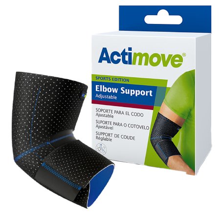 Picture of Elbow Support Actimove® Sports Edition One Size Fits Most Pull-On / Hook and Loop Strap Closure Sleeve Left or Right Elbow 7-1/2 to 14-1/2 Inch Circumference Black7561730