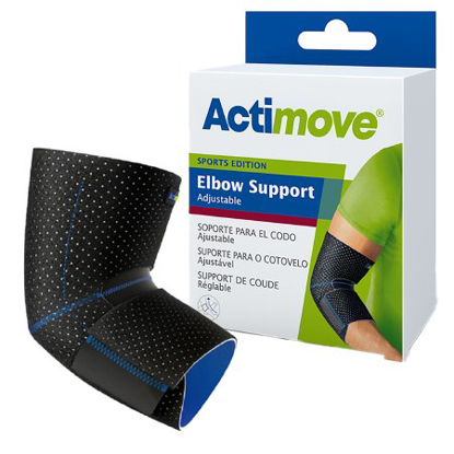 Picture of Elbow Support Actimove® Sports Edition One Size Fits Most Pull-On / Hook and Loop Strap Closure Sleeve Left or Right Elbow 7-1/2 to 14-1/2 Inch Circumference Black7561730
