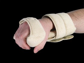 Picture of Hand Splint AliMed® Ultimate Grip Aluminum / Foam / Terry Cloth Right Hand Tan One Size Fits Most510841/NA/RT