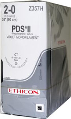 Picture of Suture with Needle PDS™ II Absorbable Uncoated Violet Suture Monofilament Polydioxanone Size 2 - 0 36 Inch Suture 1-Needle 40 mm Length 1/2 Circle Taper Point NeedleZ357H