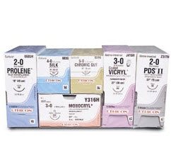 Picture of Suture with Needle Perma-Hand™ Nonabsorbable Coated Black Suture Braided Silk Size 4 - 0 30 Inch Suture 1-Needle 12 mm Length 3/8 Circle Taper Point NeedleK891H