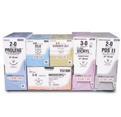 Picture of Suture with Needle Perma-Hand™ Nonabsorbable Coated Black Suture Braided Silk Size 4 - 0 30 Inch Suture 1-Needle 12 mm Length 3/8 Circle Taper Point NeedleK891H